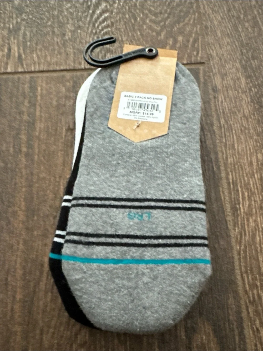 Stance Men’s White No-Show Socks with Black & Teal Accents